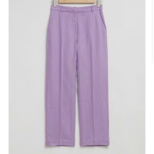 Paris Atelier & Other Stories Lilac Straight Press Crease Linen Trousers 4